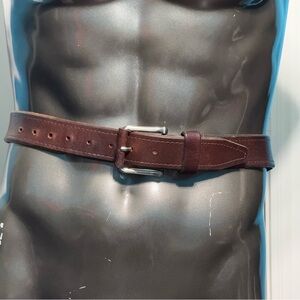Daniel Cremieux Men's Brown thick Leather Belt with silver Buckle 42